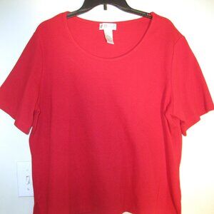 D&D Lifestyle Womens Red Knit Top Short Sleeve Sz. 1X 18-20